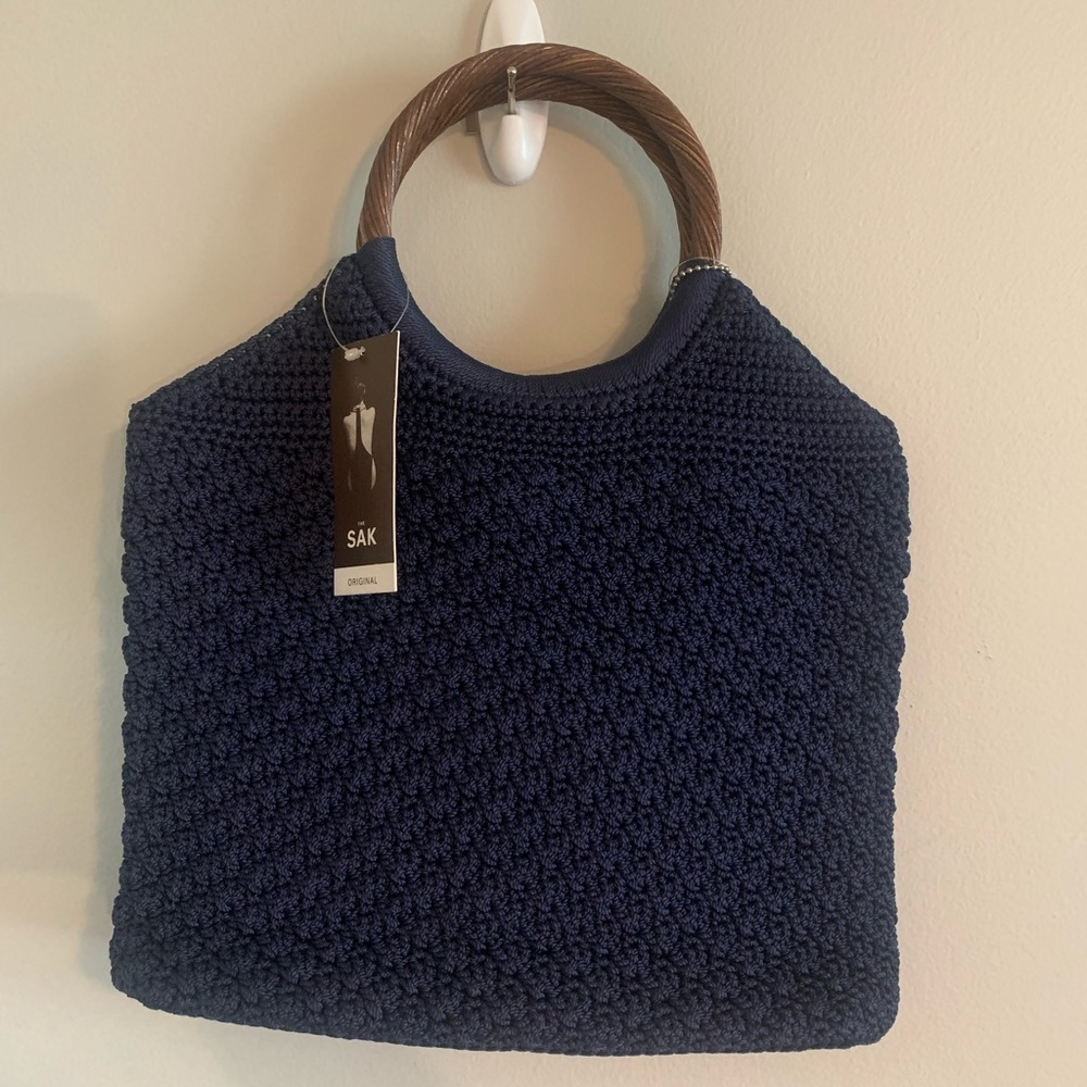 The Sak blue crochet bag